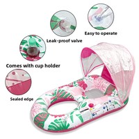Exclusivité transfrontalière : Flotteur gonflable en PVC pour adultes, avec auvent rembourré de style feuille, pliable, pour piscine, avec porte-gobelet