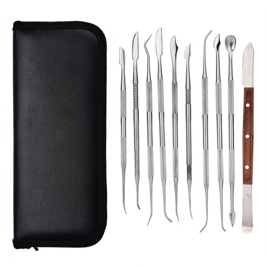 Dental Wax Sculpture Caver Kit 10 PCS/Set Stainless Steel Dentistry Spatula Knife Surgical Carving Tool for Lab Dentist