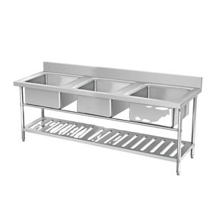 VICTORY KITCHEN Venta caliente Tres compartimentos de acero inoxidable Triple Bowl Utilidad comercial Fregadero Equipo de catering - Product Image 1