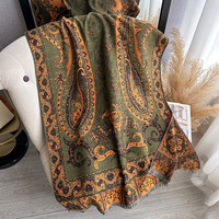 Femmes hiver nouveau Style Double face contraste couleur Jacquard Paisley châle rétro Style ethnique fait Polyester épais écharpe peut être
