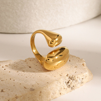 18K PVD-Vergoldeter Asymmetrischer Doppel-Splitring aus Edelstahl, Offener Ring