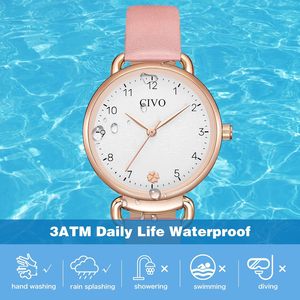 <span class=keywords><strong>Civo</strong></span> นาฬิกาควอทซ์อะนาล็อกของผู้หญิงพร้อมสายหนังกันน้ำชุดเดรสลำลองธุรกิจที่เรียบง่ายหรูหราสำหรับสุภาพสตรี - Product Image 6