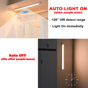 Éclairage intérieur ultra-fin, 3 couleurs, à intensité variable, rechargeable par USB 5V, lumière LED à détecteur de mouvement pour armoire de cuisine, placard, garde-robe - Product Image 2