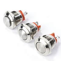 Interruptor de botón pulsador de 16mm NC normalmente cerrado Mini eléctrico impermeable momentáneo 1NC pequeños interruptores de Metal parada de arranque