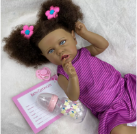 Nouvelle poupée reborn de 22 pouces, noire, couleur chair, avec une peau souple en caoutchouc imitation bébé, lavable, en cadeau