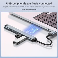 Hub USB-C multifonctionnel 5-en-1 avec lecteur de carte, 2 ports USB 2.0 et conversion 3,5 mm pour accessoires d'ordinateur portable et de tablette