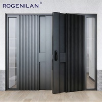Portes d'entrée principales en aluminium à grille extérieure personnalisées ROGENILAN, anti-effraction, pour maisons