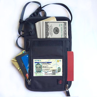 Dompet Leher Penyimpanan Paspor, Dompet Leher Perjalanan Anti-RFID dengan Tali Leher yang Dapat Disesuaikan untuk Menyimpan Dokumen Paspor Anda