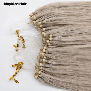 Extensions de <span class=keywords><strong>cheveux</strong></span> humains blond perle à micro-anneaux, <span class=keywords><strong>cheveux</strong></span> chinois vierges non traités, outil de pose Nano Ring - Product Image 3