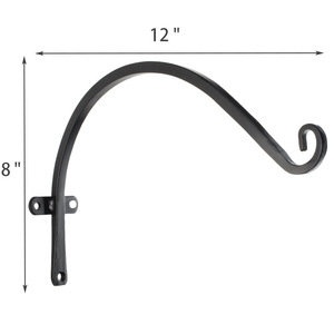 Hanging <b>Bracket</b> 12 Inch Heavy Duty Outdoor Wall Mount For Plant Baskets Birdhouses Wrought Iron Hook - Product Image 1