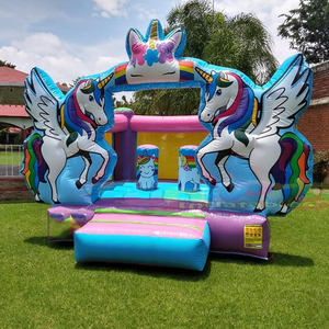 Château gonflable licorne combiné en vinyle avec trampoline gonflable et maison de rebond, expédition par mer - Product Image 3