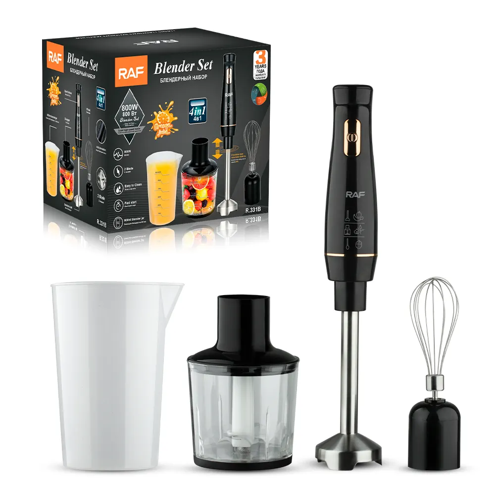 Merek Premium RAF 800W peralatan rumah tangga 4 in 1 prosesor makanan ABS baja tahan karat Blender tangan listrik Set