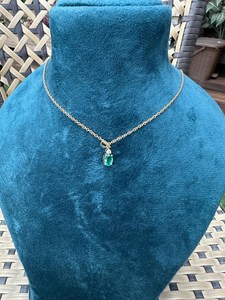 JEWELS BAE Emerald Pendant 10K Gold Diamond <b>Necklace</b> Natural <b>Birthstone</b> Drop Genuine Jewelry Minimalist Channel Setting Pendant - Product Image 2