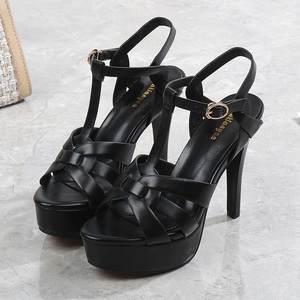Sandales à talons hauts et fins croisés en <span class=keywords><strong>cuir</strong></span>, pour femmes et dames, à bout ouvert, avec plateforme, Sexy, à la mode, 11 <span class=keywords><strong>Cm</strong></span>, - Product Image 3