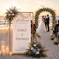 Letrero de Bienvenida de Lino Personalizado para Boda, Pancarta de Tela con Nombres y Fecha, Póster Colgante para Decoración de Ceremonia y Recepción