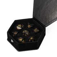 Set Dadu DND Polihedral Pola Obsidian Beast GE-UD95 Mewah 16mm Batu Permata dengan Logo Kustom Terukir untuk Permainan Papan