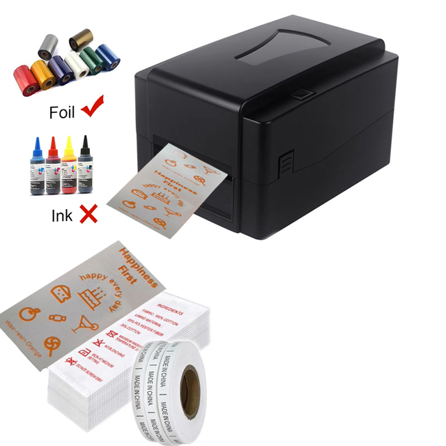 Hot Sale Thermal Transfer Printer for Washing Labels 203-300dpi  Satin Ribbon Printer Coloful Foil Label Transfer Machine