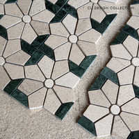 Mosaïque en pierre à motifs de moulin à vent et de fleurs, mosaïque en marbre naturel pour la décoration des murs et sols intérieurs d'hôtels et de villas