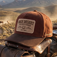 Casquettes de baseball vintage en daim bicolore style western avec patch tissé, visière incurvée, logo personnalisé, chapeaux d'extérieur pour la vente en gros