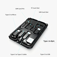 Kit de câble adaptateur de charge multi usb 60w pd câble téléphone portable câble de données ensemble boîte 6 en 1 support de téléphone chargeur sans fil