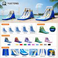 Toboggan aquatique gonflable commercial Yuetong à double piste, long toboggan aquatique, piscine gonflable, trampoline, aire de jeux aquatique, location pour fêtes d'adultes