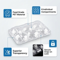 Caja de Embalaje Ecológica de PET de Alta Transparencia con Tapa Transparente y Cierre de Hebilla, 6 Piezas, 80*60mm, para Mini Kiwi, Repostería, Postres y Pasteles Pequeños