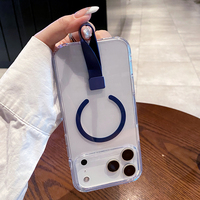 Casing ponsel transparan Magnet kuat penutup ponsel kristal pegangan jari tertanam untuk iPhone 17 Air 17 Pro Max pelindung kamera