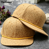 Casquette unisexe ajustable à visière plate en toile de liège polaire à 6 panneaux avec logo personnalisé, style Y2K Hip Hop, sportive, pour le sport, les activités de plein air et les voyages, motif grain de bois