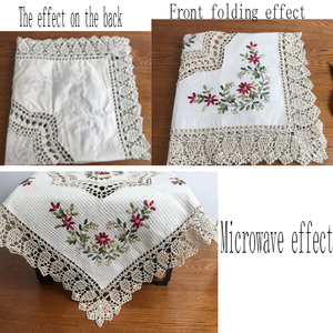 Tovaglia in Cotone Ricamata a Mano con Motivo Floreale, Tovaglia Ovale all'Uncinetto per Decorazioni Festive - Product Image 5