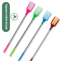 Brosse de toilette à poils souples double face en plastique épais à long manche pour nettoyer les coins et les lacunes dans les salles de bain et les toilettes