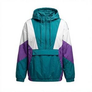 Chaqueta Cortavientos con Capucha para Hombre, Diseño Color Block, Estilo Deportivo, Corte Holgado, Exterior de Poliéster y Nailon, Cierre de Cremallera, para Otoño - Product Image 1