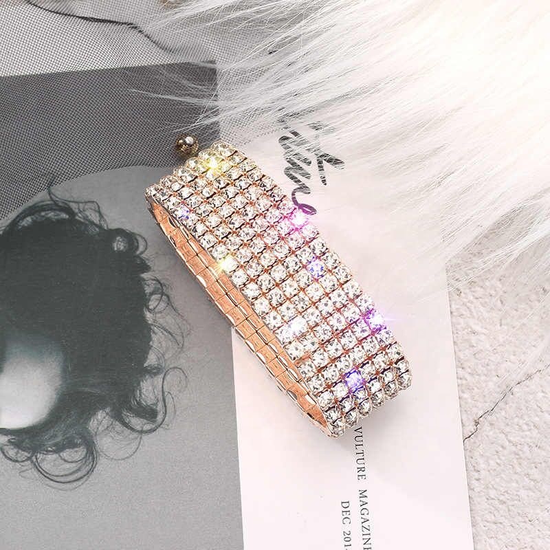 Аксессуары для танцев, браслет из розового золота с бриллиантами, регулируемый браслет со стразами и кристаллами