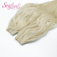 Extensiones de Cabello Humano Virgen de Doble Trama, Color Rubio, Estilo Nuevo, Invisibles, Liso Natural, Genius Weft, Ondulado Natural