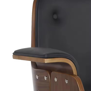 Venta al por mayor hogar de madera curvada Mid Back asiento de cuero cojín giratorio tarea silla de oficina con rueda - Product Image 4
