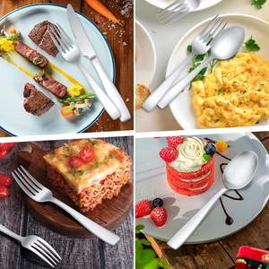 Juego de Cubiertos Modernos de Acero Inoxidable para Restaurante, Incluye Cucharas, Tenedores y Cuchillos Plateados a Bajo Precio para Fiestas y Hogar - Product Image 4