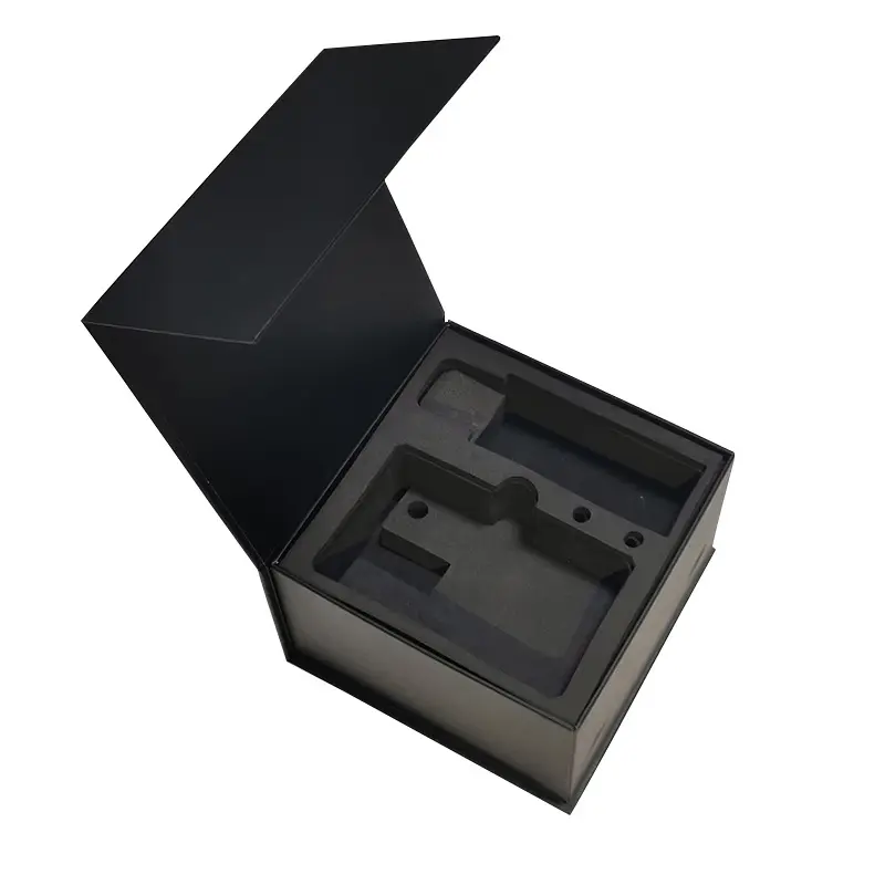 黒の磁気フリップトップギフトボックスエッセンシャルオイル電子製品包装ホリデーギフトボックス