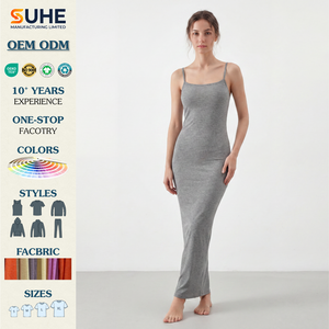 Vestido Largo Maxi SUHE DR-3003 para Mujer, Negro, Modal, Cuello Halter, Corte en A, Ecológico, Lavable, Transpirable, Alta Calidad - Product Image 2