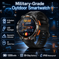 Montre connectée avec carte hors ligne, étanche 3ATM, positionnement GPS quatre étoiles, boussole, altimètre, lampe de poche, bracelet de sport 170+