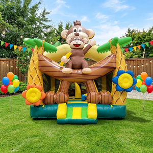Château gonflable commercial personnalisé en PVC sur le thème des singes pour location événementielle extérieure et entreprises de jeux - Product Image 1