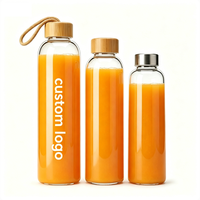 Botol Air Kaca Borosilikat 350ml 500ml 1000ml dengan Tutup Sekrup, Botol Minuman Bening Isi Ulang untuk Suplemen, Logo Dapat Disesuaikan