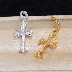 DIY Accessories S925 <b>Silver</b> Cross Pendant 5-6mm Hollow Necklace Hanging <b>Ornament</b> for Pearl Jewelry Making Plated Model 6022 - Product Image 3