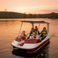 Bateau à pédales commercial QIQU 3,6 m à coque en fibre de verre avec auvent pour parcs aquatiques et entreprises de location, ROI élevé, 4 places