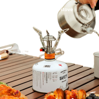 Réchaud de camping portable ultra-léger de qualité supérieure, mini-réchaud monobloc avec déflecteur de vent intégré, allumage intégré, cuisinière au gaz butane pour le camping et les pique-niques