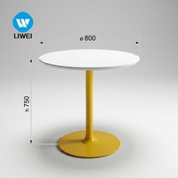 Table basse ronde LIWEI moderne en MDF avec plateau en bois, base en métal jaune en forme de tulipe, table d'appoint pour salon et chambre à coucher