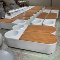 Ensemble de chaises et jardinières modernes Y411 pour écoles, bancs plantoirs, mobilier de jardin en FRP imitation bois pour espaces publics, chaises d'attente
