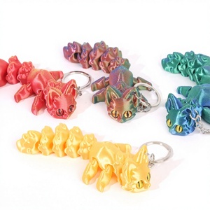 Nouvelles figurines de renard imprimées en 3D avec porte-clés, queue mobile, ornement, décoration de sac à dos, pendentif, miniatures de table pour la maison - Product Image 1