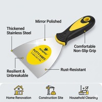 Couteau à mastic robuste avec manche en caoutchouc, spatule épaissie en acier inoxydable poli miroir pour la réparation des murs et la construction