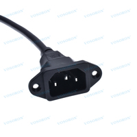 Câble d'alimentation à montage sur panneau C13 à C14 à angle descendant de 0.6m, rallonge d'alimentation PDU 90 degrés IEC 320 C13 femelle à C14 mâle