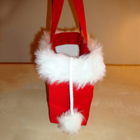 Vente en gros Sac fourre-tout cadeau de Noël personnalisé Sacs de Noël en peluche rouge en fausse fourrure