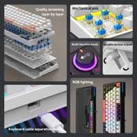 Teclado Mecánico para Juegos RAIKU GK83 de 83 Teclas, Interruptor Mecánico Real, Retroiluminación RGB, Soporte de Doble Etapa, Cable Desmontable para PC y Esports
